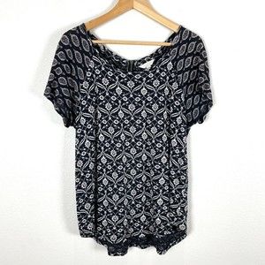 Lucky Brand Womens Size Large Zipper Back Shirt Short Sleeve Shirt Top